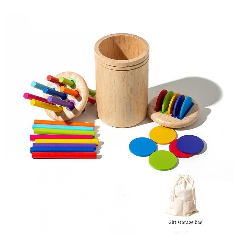 Puzzle d’Éveil Sensoriel Ouvéa – Tri des Couleurs & Formes en Bois Naturel