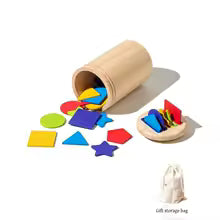 Puzzle d’Éveil Sensoriel Ouvéa – Tri des Couleurs & Formes en Bois Naturel