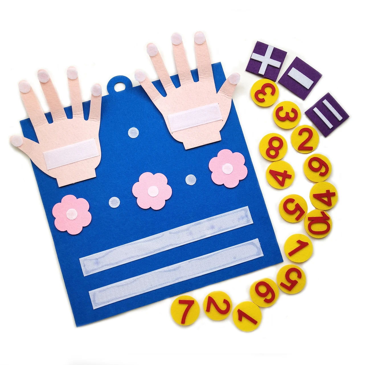 Jeu de Calcul Montessori Ouvéa – Apprendre à Compter avec les Doigts en Feutre